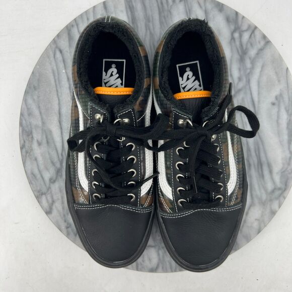 VANS Womens 9 All Weather MTE Old Skool Shoe Black Camo Faux Fur Low Top Lace Up - Picture 8 of 11